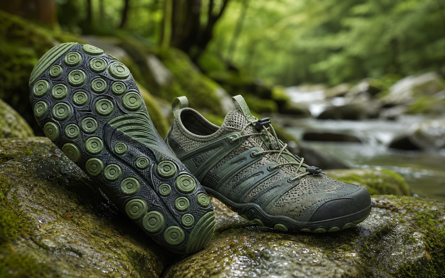 barefoot feel — light step in shallow stream